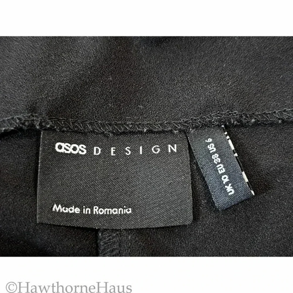 ASOS Design Black High Waist Dress Pants Size 6 Tapered Leg Stretch Pockets - Picture 7 of 9